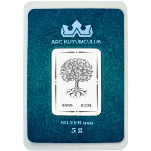 999 Ayar Gümüşten Üretilmiş Hayat Ağacı Temalı Doğum Günü Hediyesine Özel 5 Gram Saf Gümüş Külçe-661