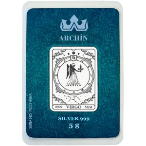 Hediyelik 5 Gram 999 Ayar Gümüşten Üretilmiş Eylül Ayı Doğumlarına Özel Başak Burcu Sembolü Gümüş Külçe-521