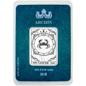 999 Ayar Gümüşten Üretilmiş Temmuz Ayı Doğumlarına Özel Yengeç Burcu Sembolü Hediyelik 10 Gram Gümüş Külçe-523