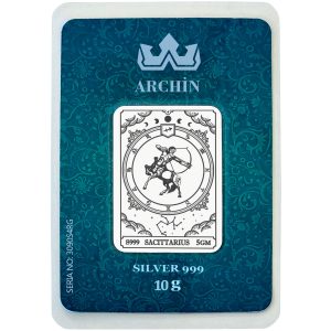 Hediyelik 10 Gram Aralık Ayı Doğumlarına Özel Yay Burcu Sembolü 999 Ayar Gümüşten Üretilmiş Gümüş Külçe-595