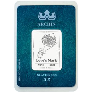 Saf Gümüş ile Üretilmiş Doğum Günü Hediyesine Özel Aşk Gülü Temalı 5 Gram 999 Ayar Gümüş Külçe-688