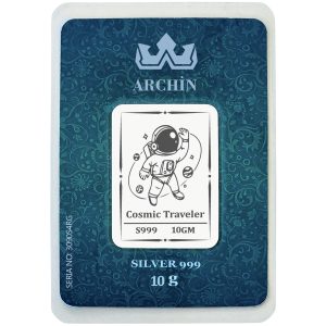 999 Ayar Gümüşten Üretilmiş Yıl Dönümü Hediyesine Özel Astronot Temalı 10 Gram Saf Gümüş Külçe-707