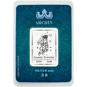 999 Ayar Gümüşten Üretilmiş Astronot Temalı Sevgililer Günü Hediyesine Özel 5 Gram Saf Gümüş Külçe-708