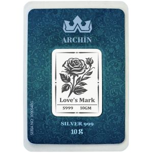 Saf Gümüş ile Üretilmiş Ask Gülü Temalı Doğum Günü Hediyesine Özel 10 Gram 999 Ayar Gümüş Külçe-715