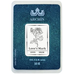 999 Ayar Gümüşten Üretilmiş Sevgililer Günü Hediyesine Özel Sevgi Gülü Temalı 10 Gram Saf Gümüş Külçe-716