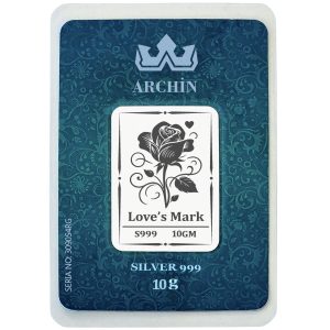 Saf Gümüş ile Üretilmiş Ask Gülü Temalı Doğum Günü Hediyesine Özel 10 Gram 999 Ayar Gümüş Külçe-717