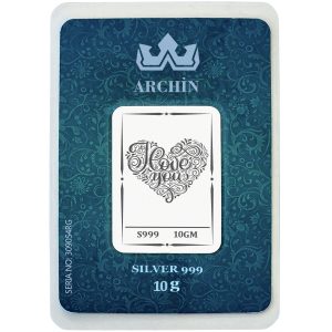 999 Ayar Gümüşten Üretilmiş Yıl Dönümü Hediyesine Özel Aşk Temalı 10 Gram Saf Gümüş Külçe-731