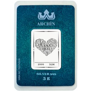 Saf Gümüş ile Üretilmiş Doğum Günü Hediyesine Özel Aşk Temalı 5 Gram 999 Ayar Gümüş Külçe-731