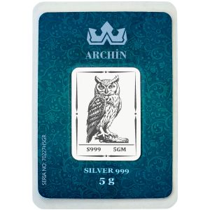 Saf Gümüş ile Üretilmiş Doğum Günü Hediyesine Özel Baykuş Temalı 5 Gram 999 Ayar Gümüş Külçe-734