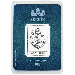 Saf Gümüş ile Üretilmiş Çapa Temalı Sevgililer Günü Hediyesine Özel 10 Gram 999 Ayar Gümüş Külçe-740