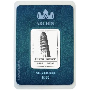 999 Ayar Gümüşten Üretilmiş Yıl Dönümü Hediyesine Özel Pisa Kulesi Temalı 10 Gram Saf Gümüş Külçe-756