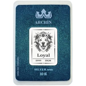 Saf Gümüş ile Üretilmiş Köpek ve Çiçek Temalı Doğum Günü Hediyesine Özel 10 Gram 999 Ayar Gümüş Külçe-761