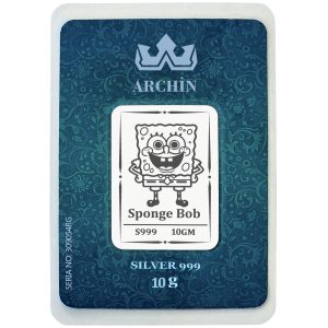 Saf Gümüş ile Üretilmiş Sünger Bob Temalı Doğum Günü Hediyesine Özel 10 Gram 999 Ayar Gümüş Külçe-767