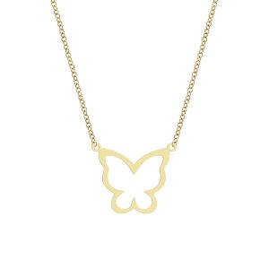 14 Ayar Altın Plakalı Özgür Kelebek Figürlü Sevgililer Günü Hediyesine Özel Altın Kolye-869
